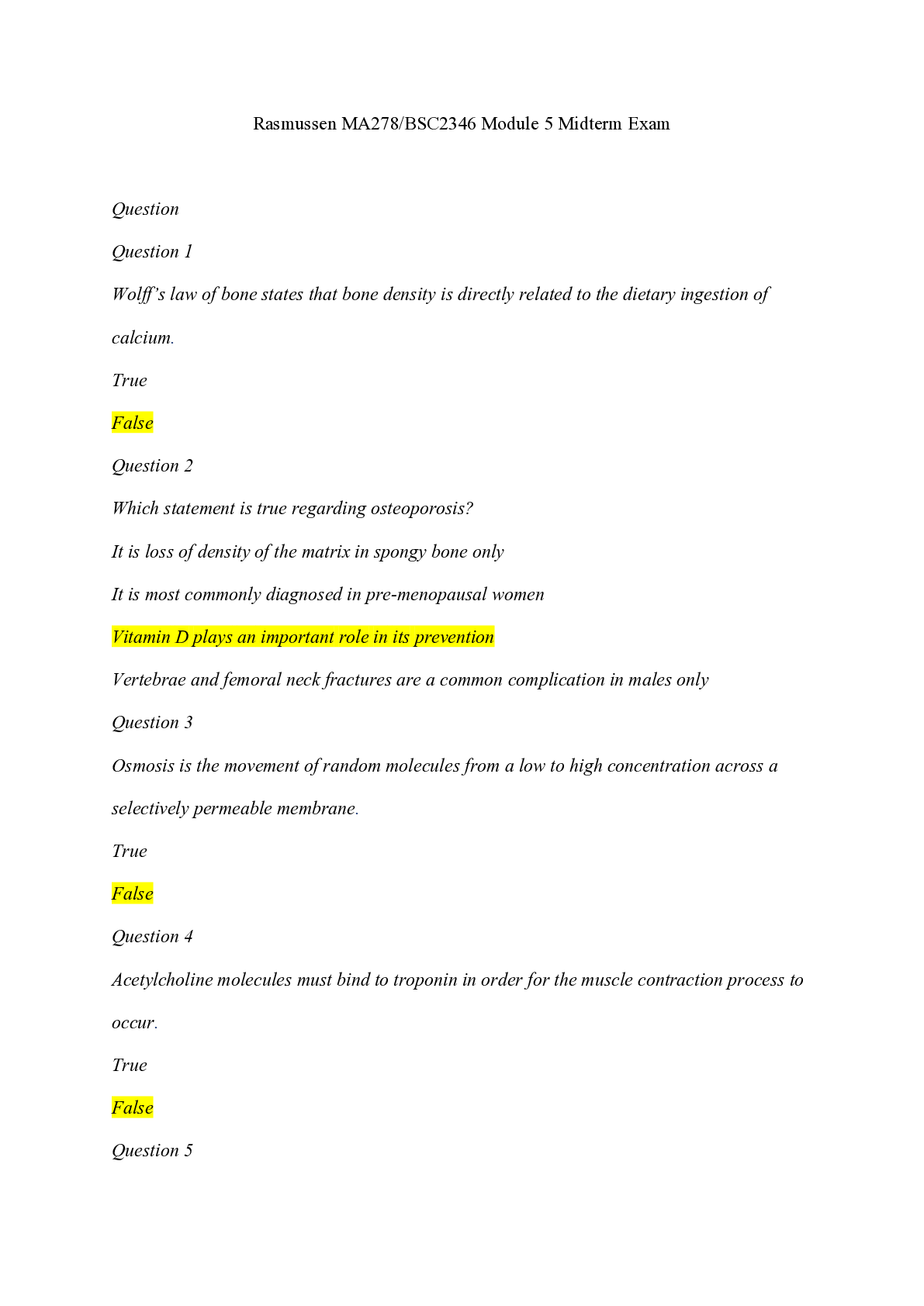 Preview image of Rasmussen MA278/BSC2346 Module 5 Midterm Exam Latest document